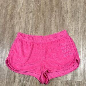 PINK Victoria's Secret Hot Pink Terry Lounge Shorts L